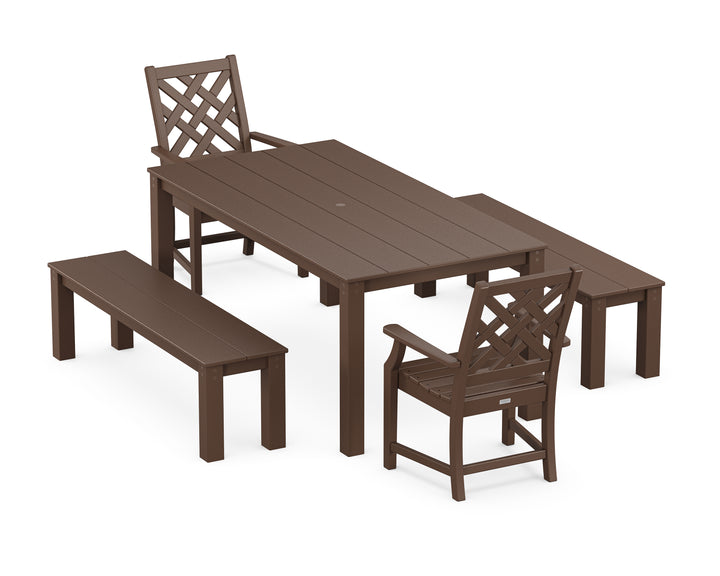 Country Living Wovendale 5-Piece Parsons Dining Set with Benches