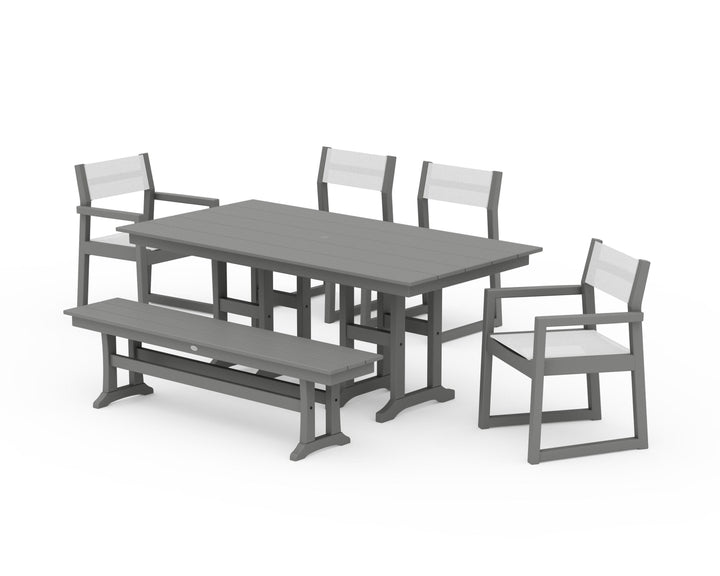 POLYWOOD® EDGE Sling 6-Piece Farmhouse Dining Set