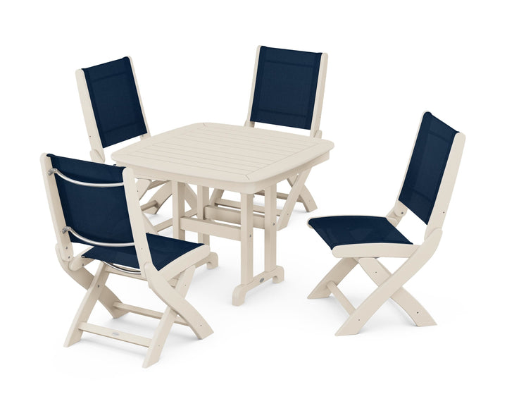 POLYWOOD® Coastal Folding Side Chair 5-Piece Dining Set