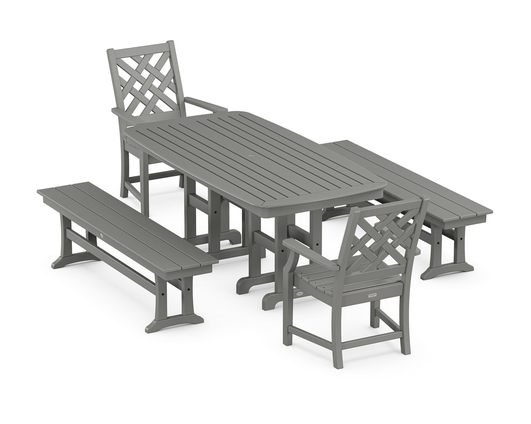 Country Living Wovendale 5-Piece Dining Set with Benches