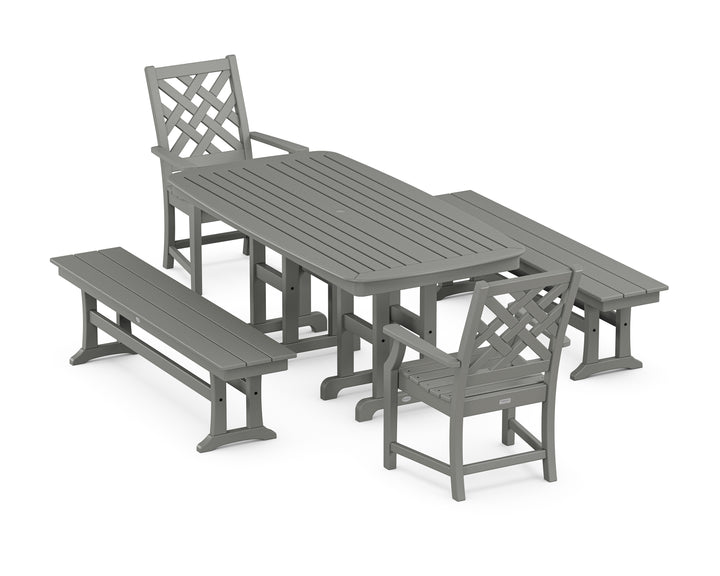 Country Living Wovendale 5-Piece Dining Set with Benches