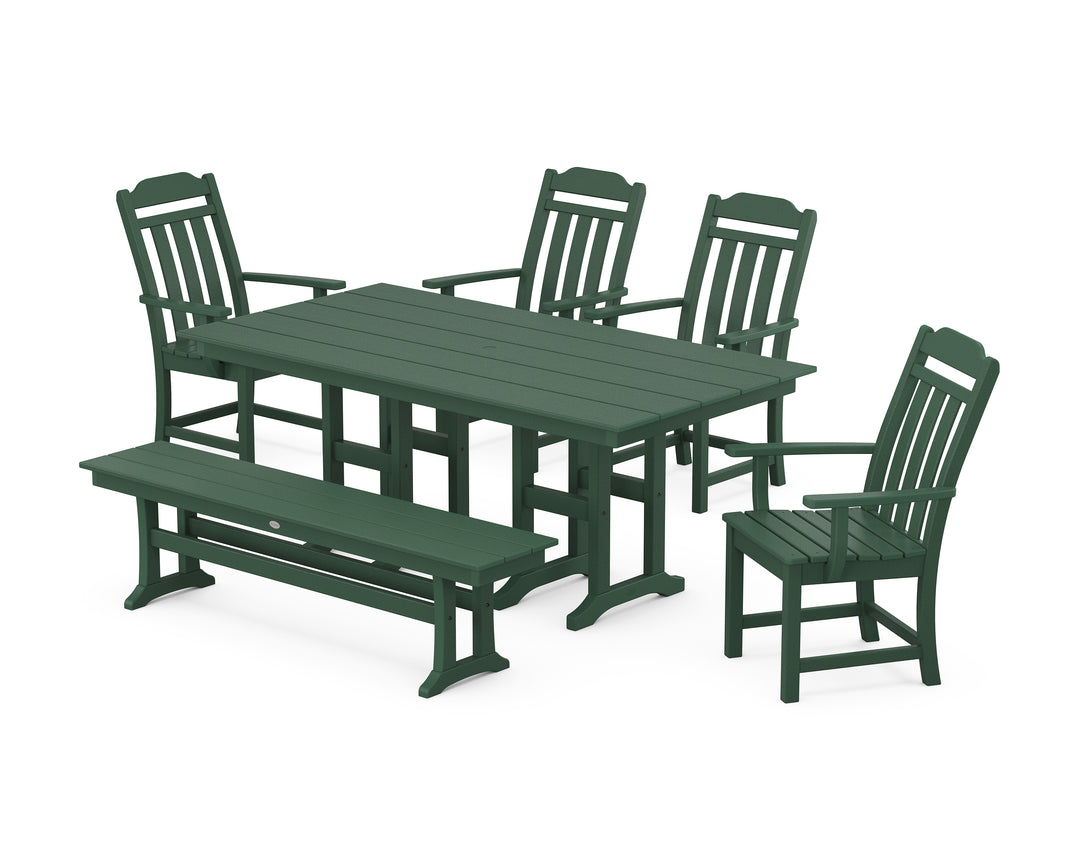 Country Living Cottage 6-Piece Farmhouse Dining Set with Bench