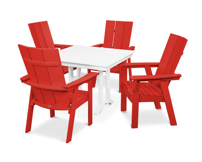 Modern Curveback Adirondack 5-Piece Farmhouse Trestle Dining Set