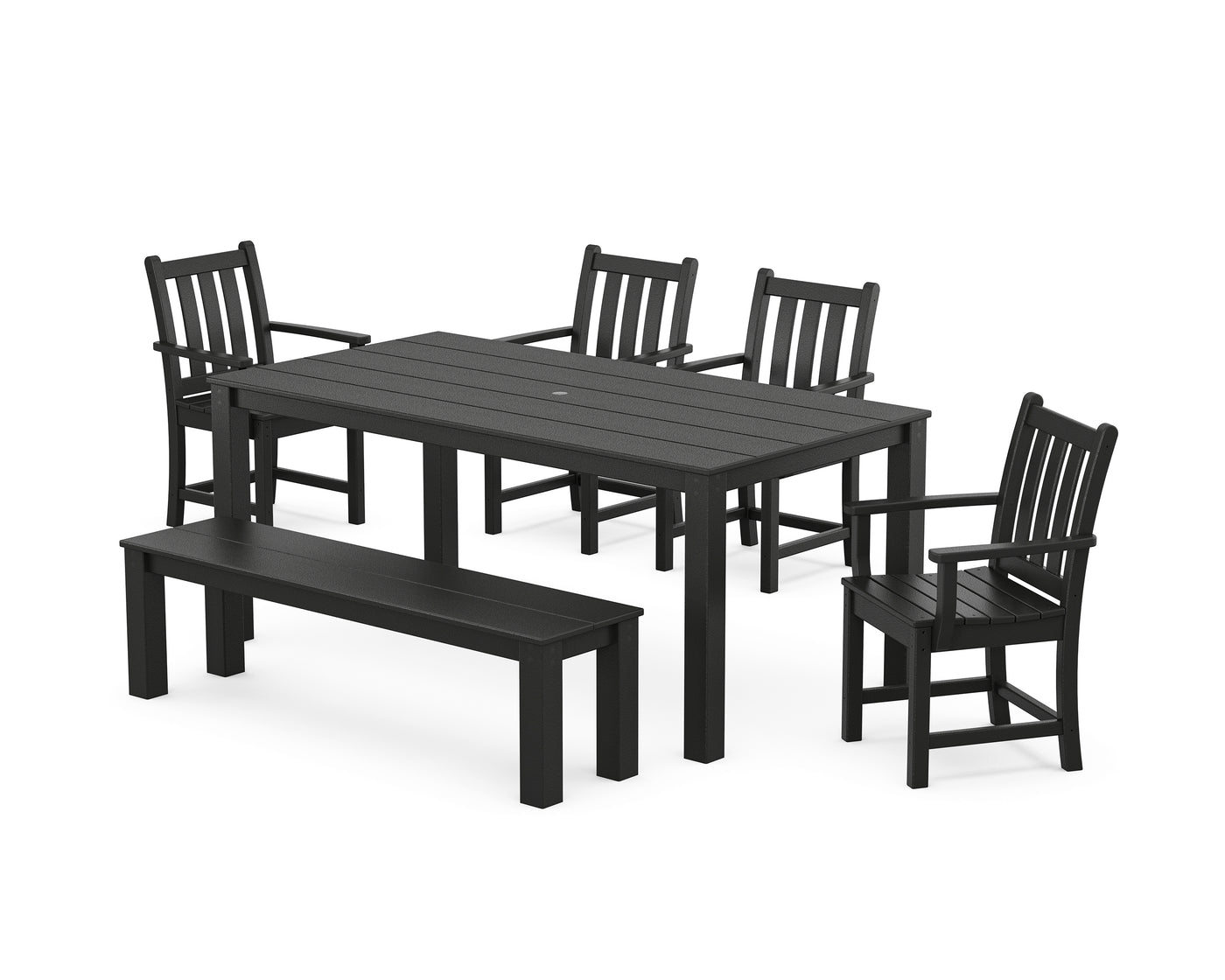 Traditional Garden 6-Piece Parsons Dining Set with Bench