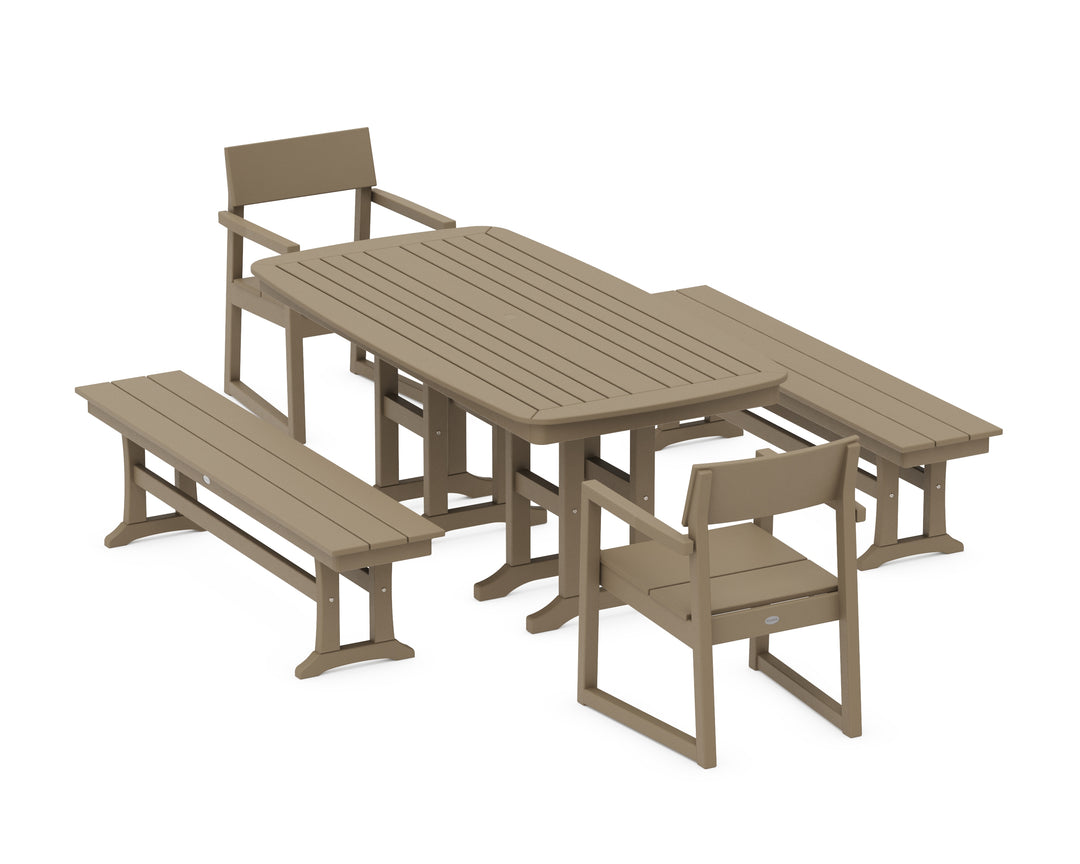 POLYWOOD® EDGE 5-Piece Dining Set with Benches