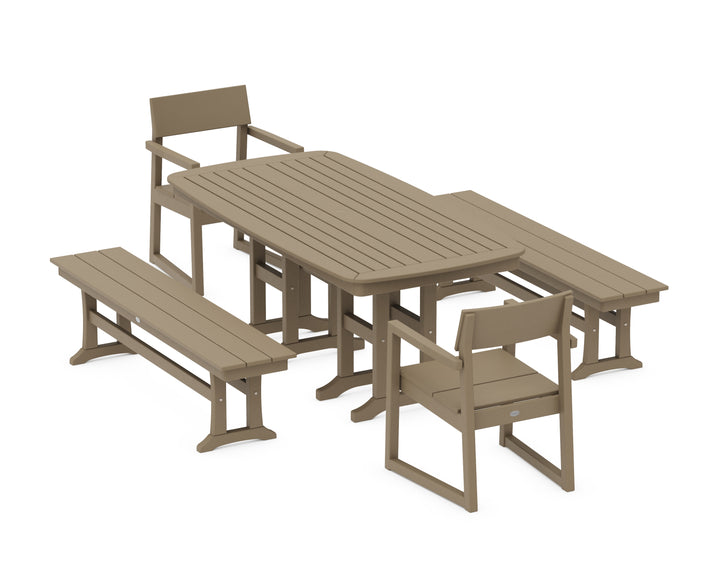 POLYWOOD® EDGE 5-Piece Dining Set with Benches