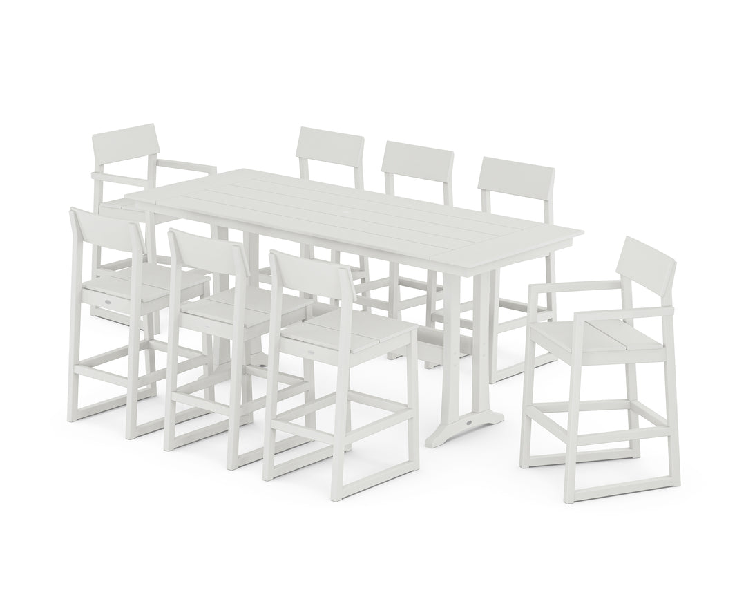 POLYWOOD® EDGE 9-Piece Farmhouse Bar Set with Trestle Legs