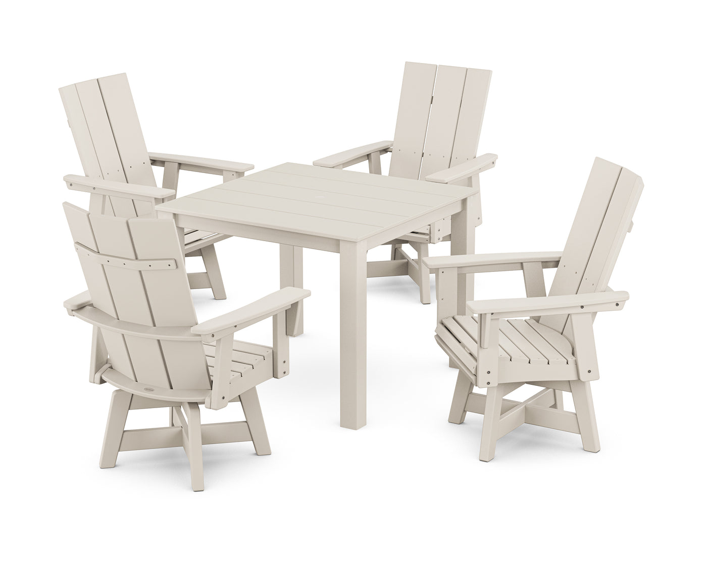 Modern Curveback Adirondack 5-Piece Parsons Swivel Dining Set