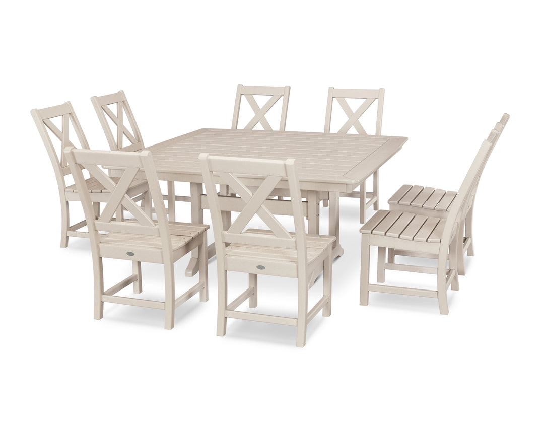 POLYWOOD® Braxton 9-Piece Nautical Trestle Dining Set