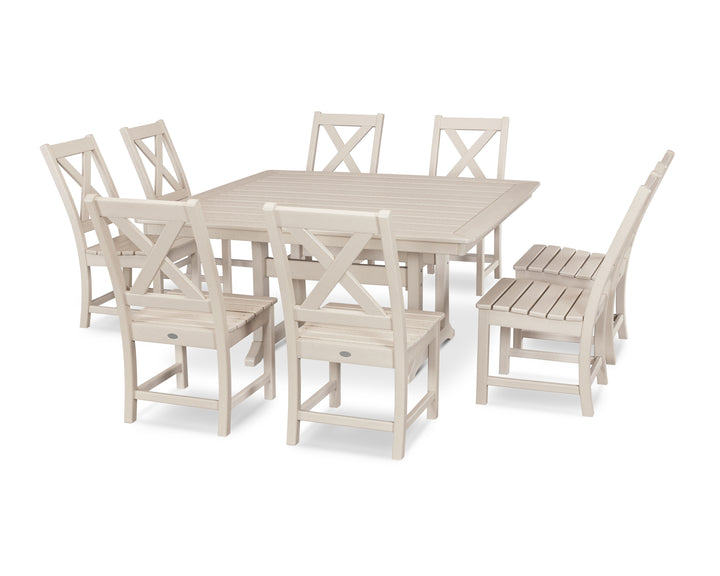 POLYWOOD® Braxton 9-Piece Nautical Trestle Dining Set