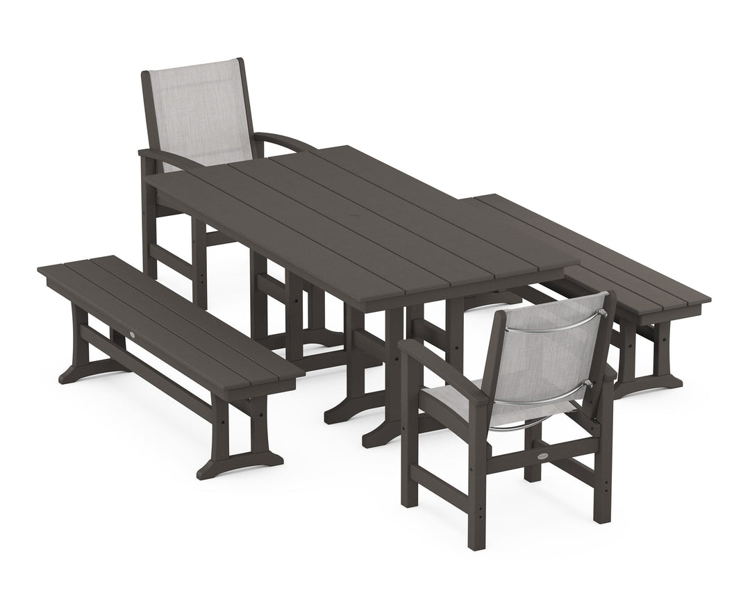 POLYWOOD® Coastal 5-Piece Farmhouse Dining Set
