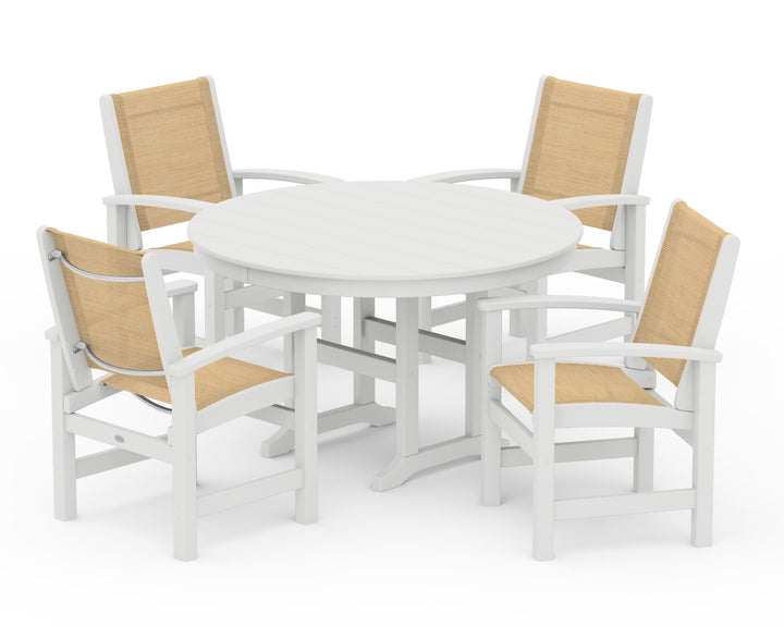 POLYWOOD® Coastal 5-Piece Round Farmhouse Dining Set