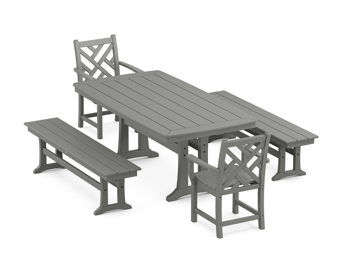 Chippendale 5-Piece Dining Set with Trestle Legs