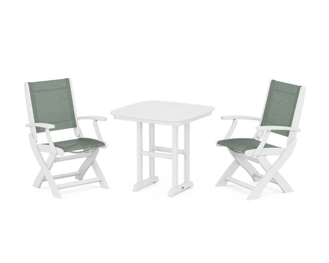 POLYWOOD® Coastal Folding Chair 3-Piece Dining Set