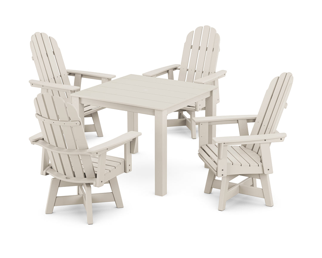 POLYWOOD® Vineyard Curveback Adirondack 5-Piece Parsons Swivel Dining Set