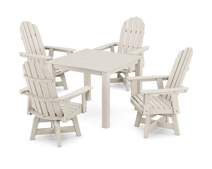 POLYWOOD® Vineyard Curveback Adirondack 5-Piece Parsons Swivel Dining Set