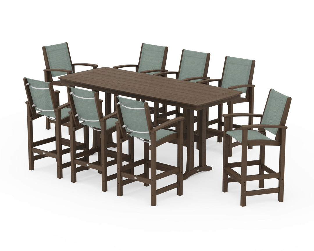 POLYWOOD® Coastal 9-Piece Bar Set with Trestle Legs