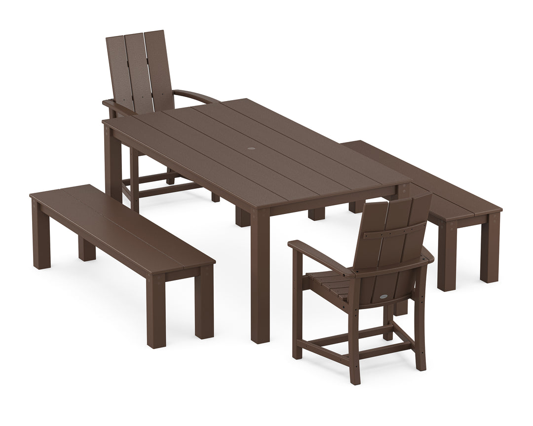 POLYWOOD® Modern Adirondack 5-Piece Parsons Dining Set with Benches