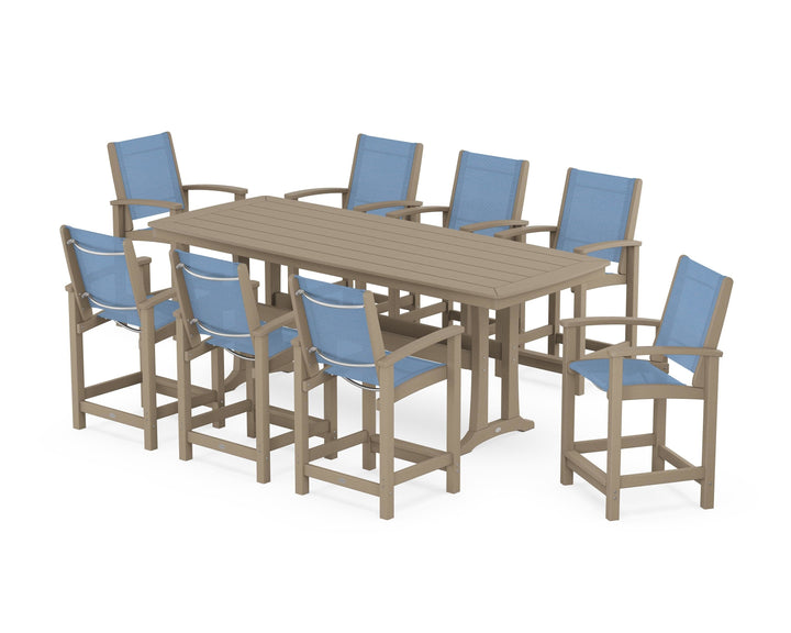 POLYWOOD® Coastal 9-Piece Counter Set with Trestle Legs