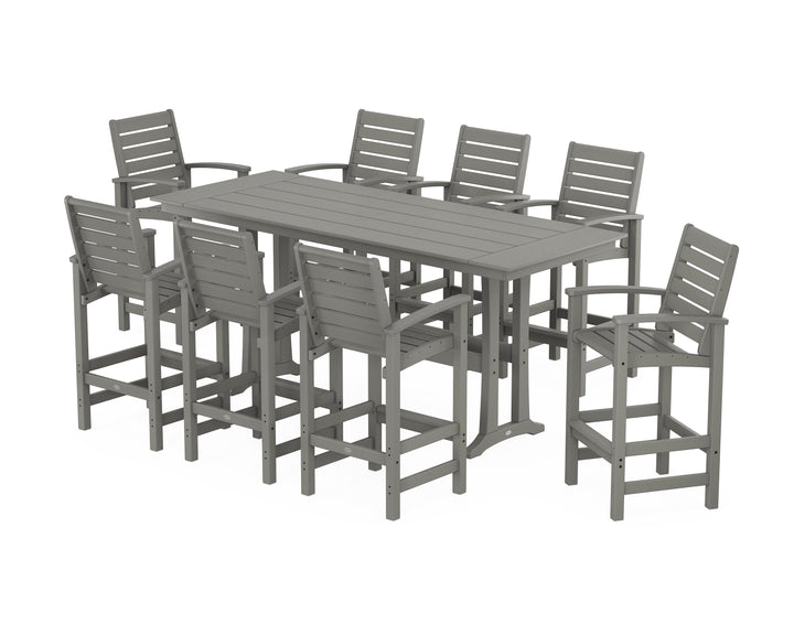 POLYWOOD® Signature 9-Piece Farmhouse Bar Set with Trestle Legs