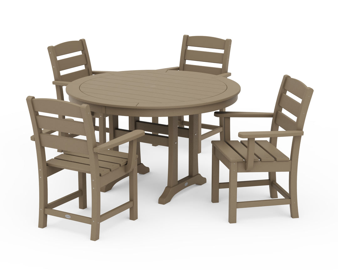 POLYWOOD® Lakeside 5-Piece Round Dining Set with Trestle Legs