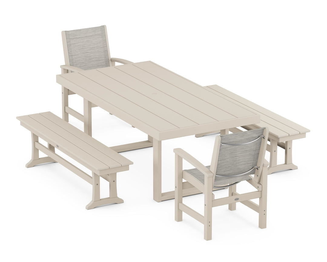 POLYWOOD® Coastal 5-Piece Dining Set with Trestle Legs