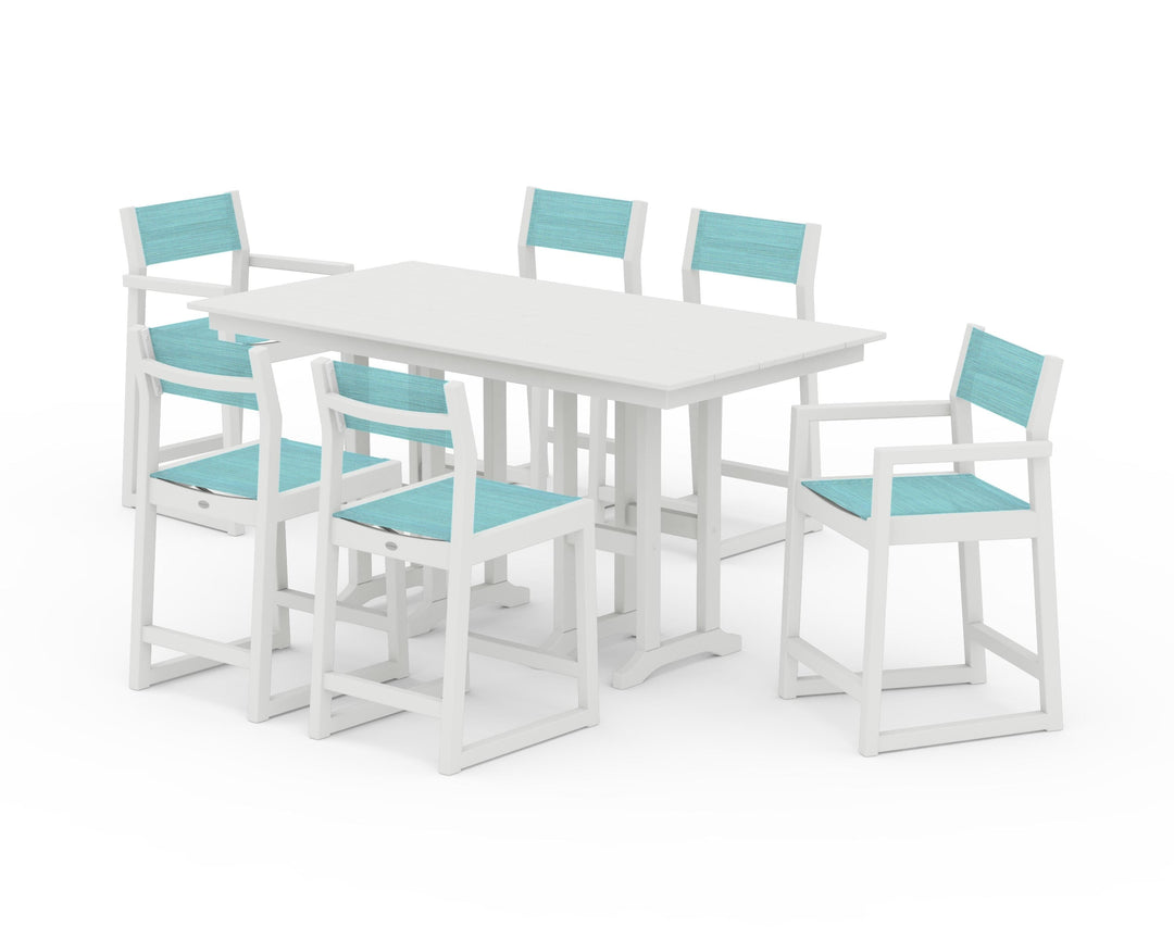 POLYWOOD® EDGE Sling 7-Piece Farmhouse Counter Set