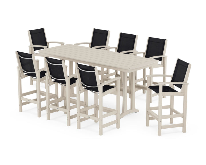 POLYWOOD® Coastal 9-Piece Bar Set with Trestle Legs