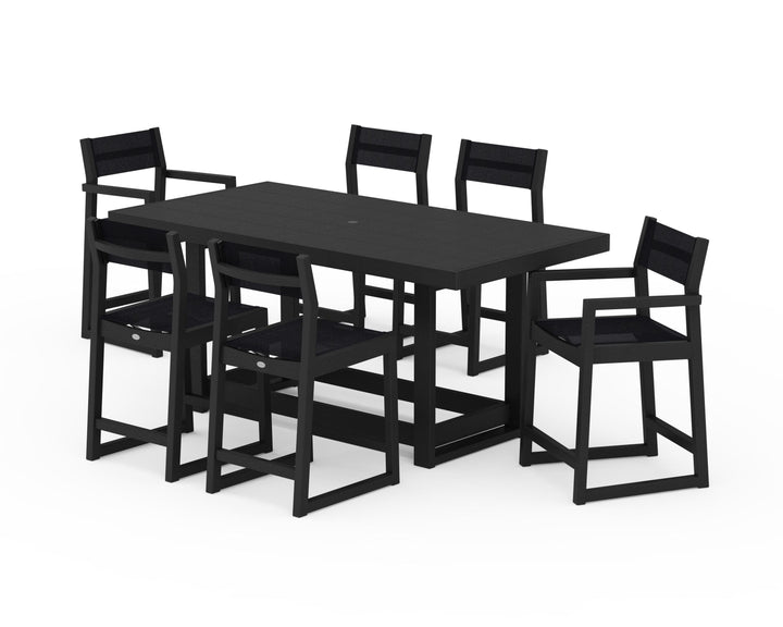POLYWOOD® EDGE Sling 7-Piece Counter Table Set