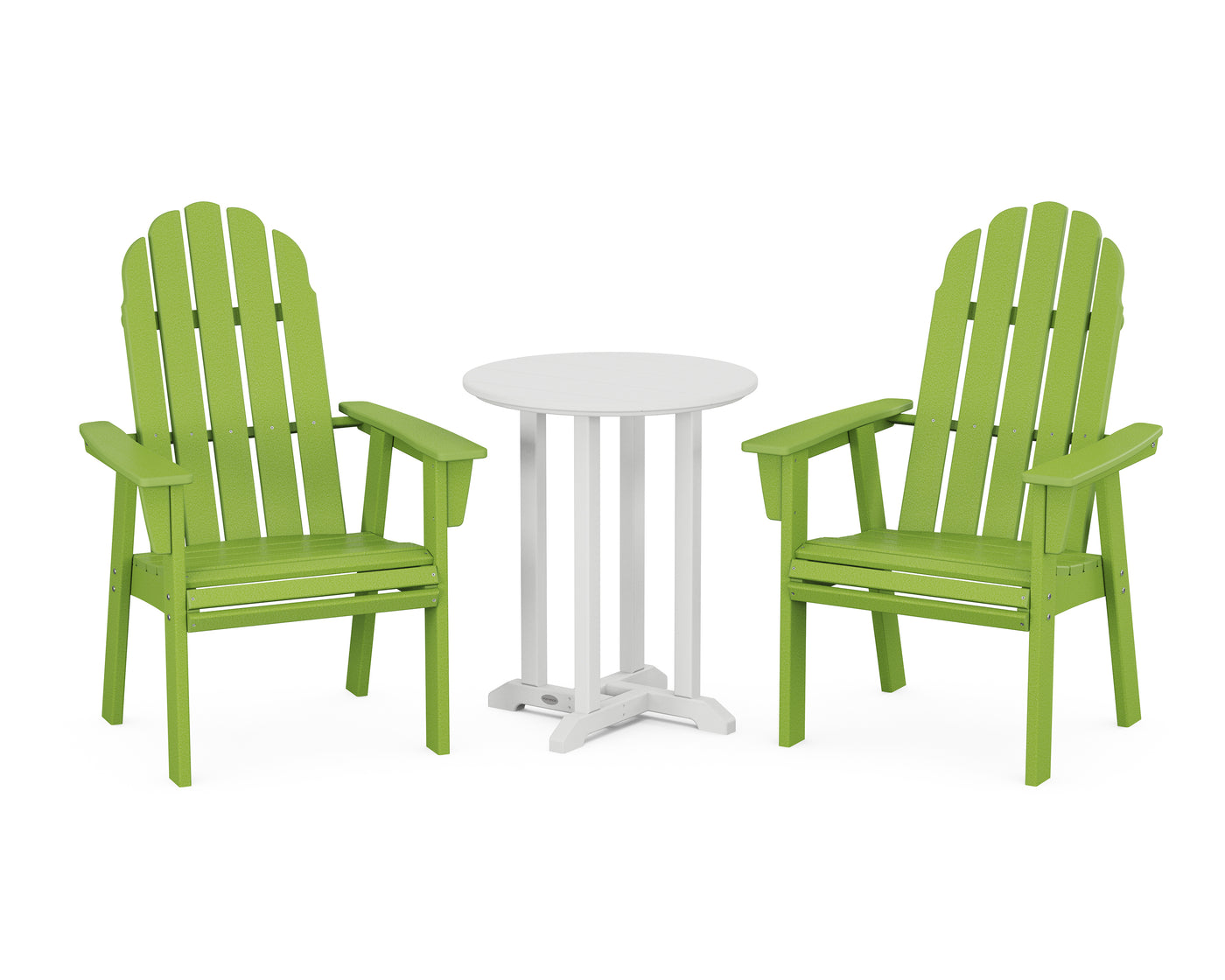 Vineyard Adirondack 3-Piece Round Bistro Dining Set