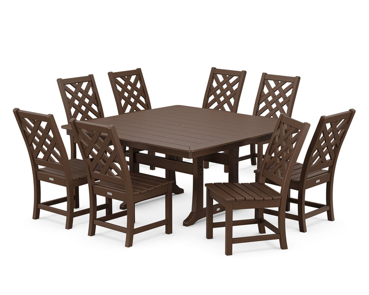 Country Living Wovendale Side Chair 9-Piece Square Dining Set with Trestle Legs