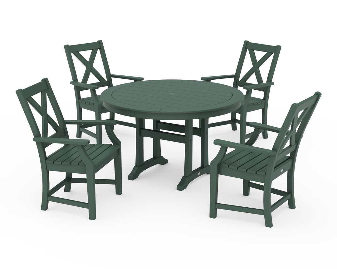 POLYWOOD® Braxton 5-Piece Nautical Trestle Arm Chair Dining Set