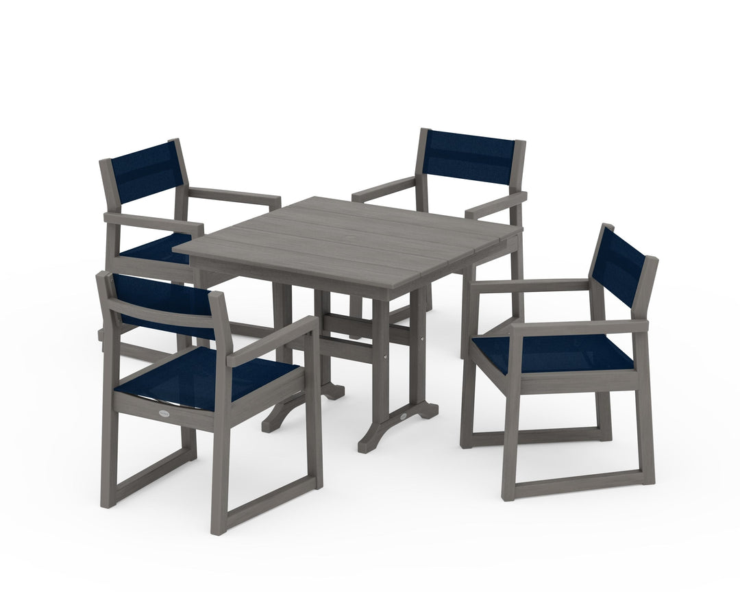POLYWOOD® EDGE Sling Arm Chair 5-Piece Farmhouse Dining Set