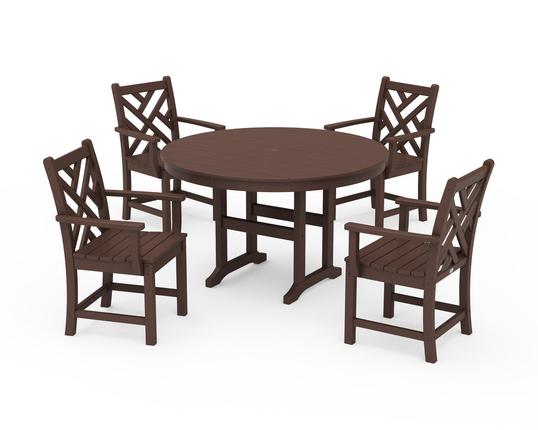 POLYWOOD® Chippendale 5-Piece Round Farmhouse Dining Set