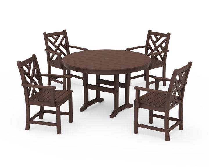 POLYWOOD® Chippendale 5-Piece Round Farmhouse Dining Set