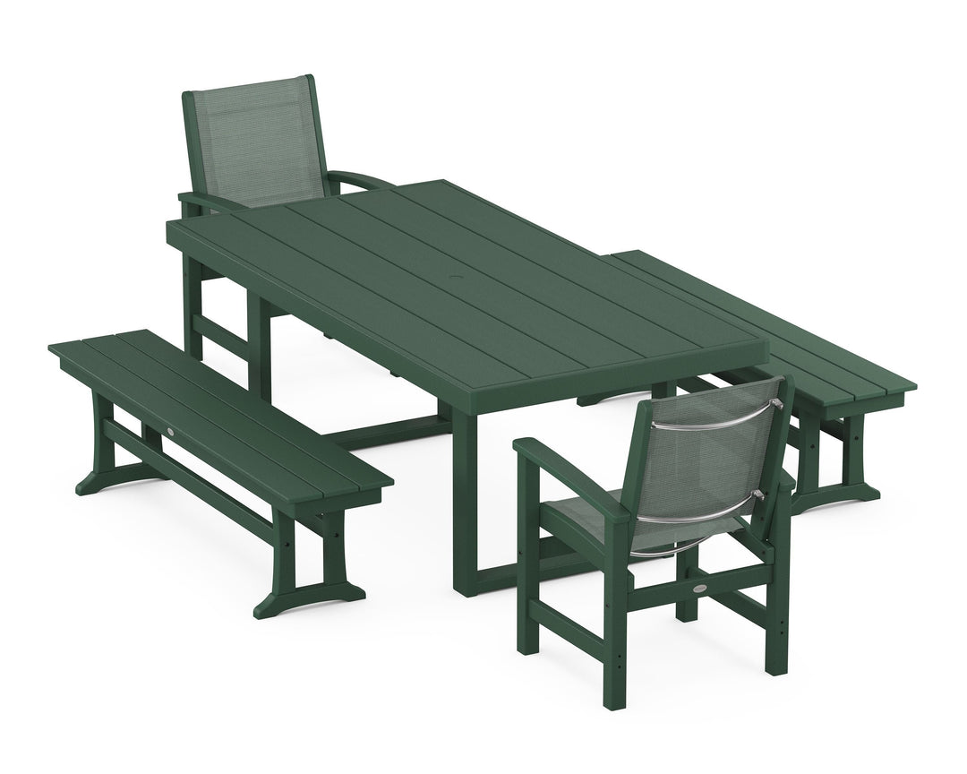 POLYWOOD® Coastal 5-Piece Dining Set with Trestle Legs