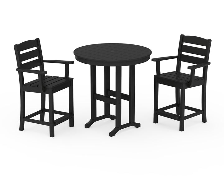 POLYWOOD® Lakeside 3-Piece Round Farmhouse Arm Chair Counter  Set