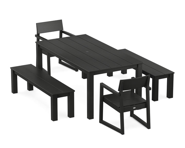 POLYWOOD® EDGE 5-Piece Parsons Dining Set with Benches