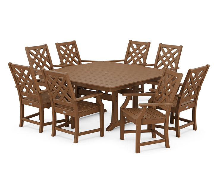 Country Living Wovendale 9-Piece Square Dining Set with Trestle Legs
