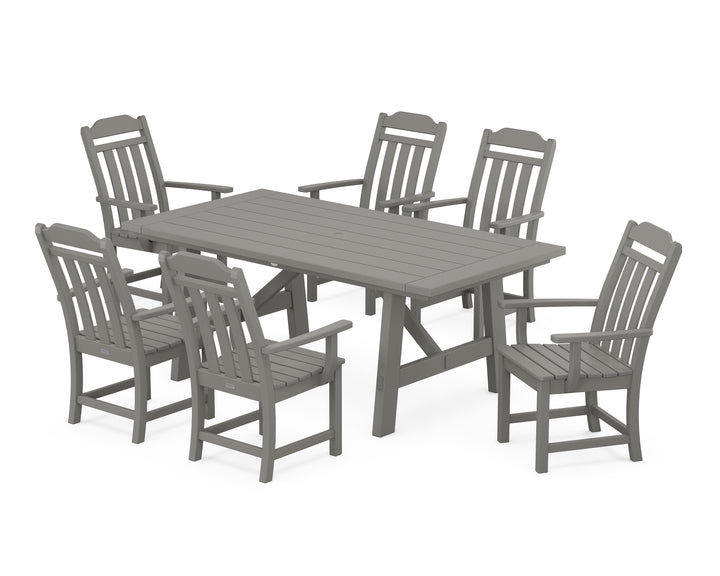 Country Living Cottage Arm Chair 7-Piece Rustic Farmhouse Dining Set