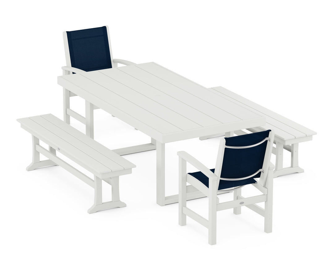 POLYWOOD® Coastal 5-Piece Dining Set with Trestle Legs