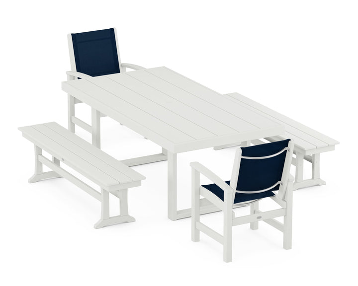 POLYWOOD® Coastal 5-Piece Dining Set with Trestle Legs