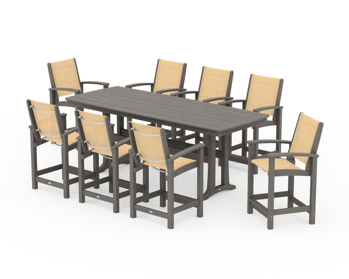 POLYWOOD® Coastal 9-Piece Counter Set with Trestle Legs