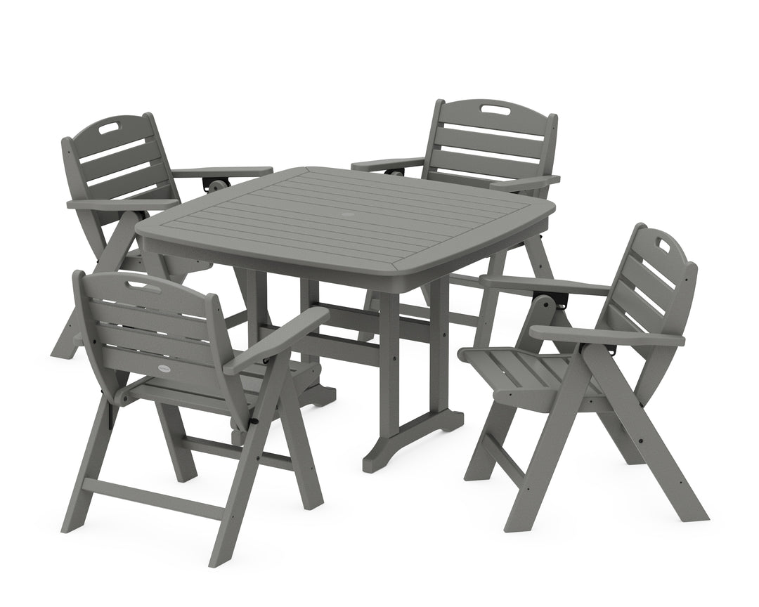 POLYWOOD® Nautical Folding Lowback Chair 5-Piece Dining Set with Trestle Legs