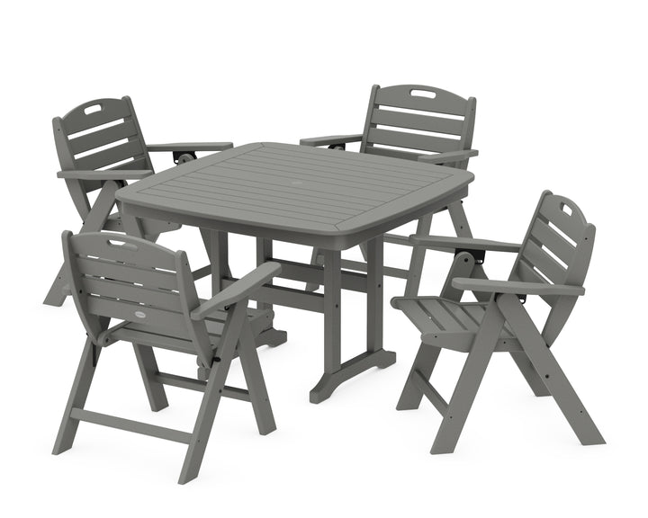 POLYWOOD® Nautical Folding Lowback Chair 5-Piece Dining Set with Trestle Legs