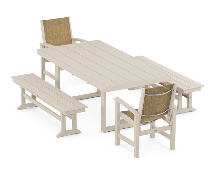POLYWOOD® Coastal 5-Piece Dining Set with Trestle Legs