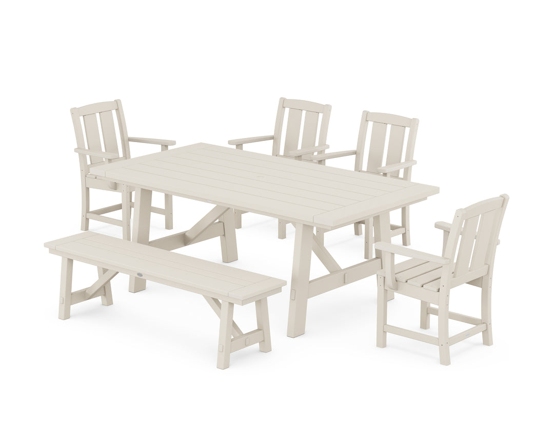POLYWOOD® Mission 6-Piece Rustic Farmhouse Dining Set with Bench