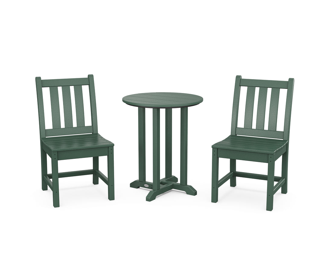POLYWOOD® Traditional Garden Side Chair 3-Piece Round Bistro Dining Set
