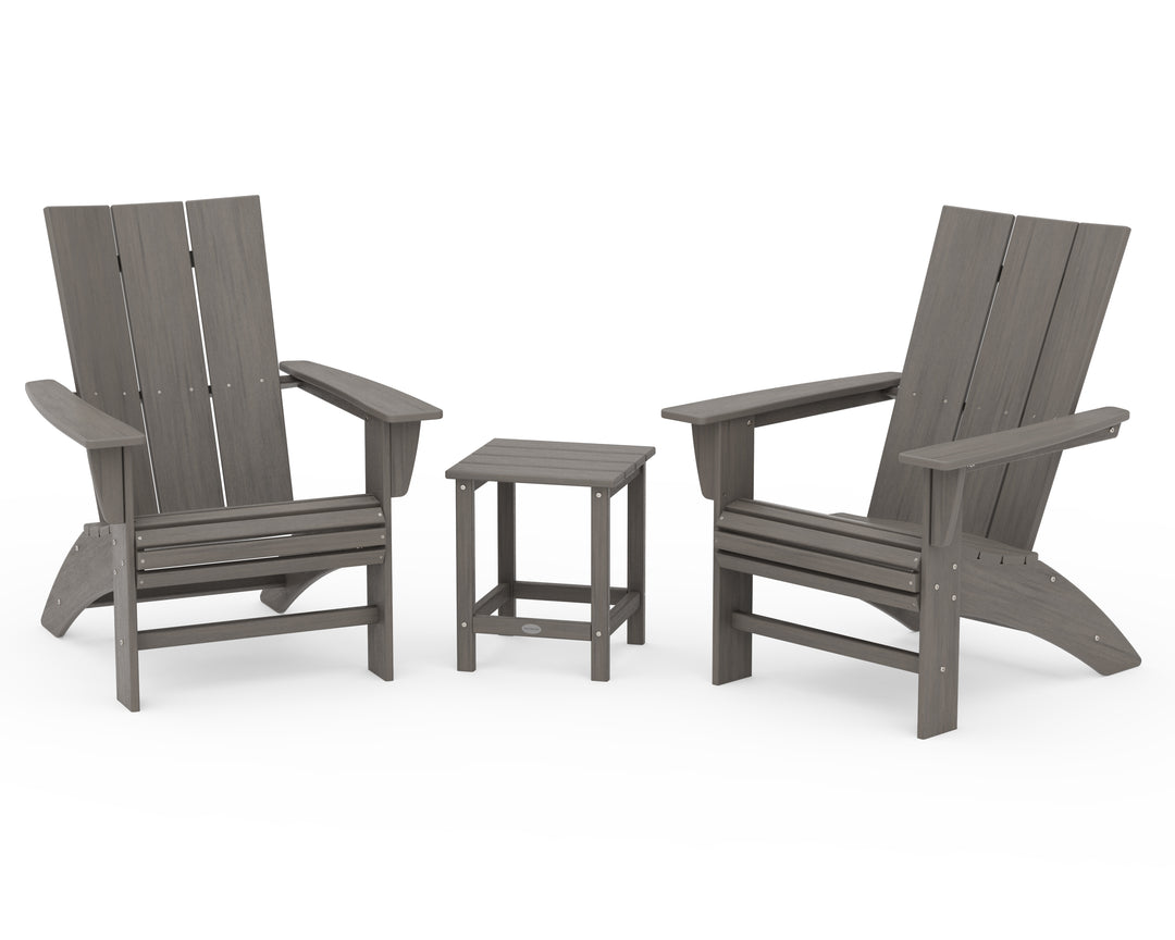 POLYWOOD® Modern 3-Piece Curveback Adirondack Set with Long Island 18" Side Table