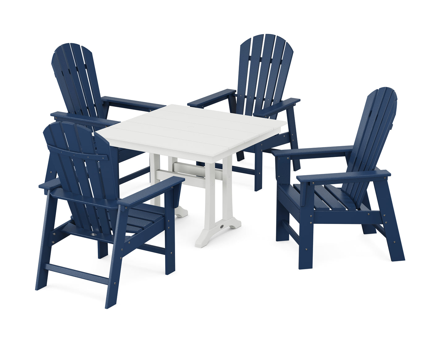 South Beach 5-Piece Farmhouse Dining Set With Trestle Legs